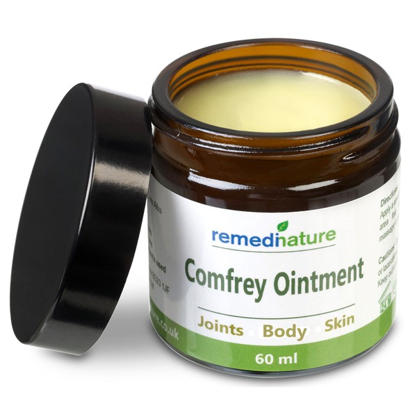 Remedinature Natural Comfrey Ointment, Body Joint Skin Balm, Natural and Odourless, 60ml (2 fl oz)
