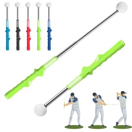 Xinambyh Retractable Golf Swing Training Aid:Golf Grip Trainer,Swing Trainer with Swing Sound Prompt,Feedback,for Beginners.Golf Accessories for Indoor Practice-Strength,Tempo Training.(Green)