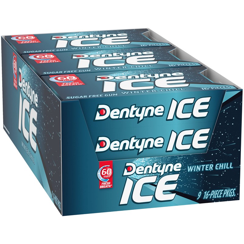 Dentyne Ice Winter Chill Sugar-Free Chewing Gum, 9 Packs of