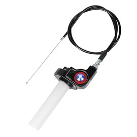EXLECO Quick Throttle Grip Motorcycle & Throttle Bowden Cable, Throttle Grip Motorcycle 22 mm, Aluminium Throttle Cable with 1.2 m Cable, Quick Turn Twist Throttle Grip Kit, Short Stroke Throttle Grip for 50cc-200cc Motocross ATV Black