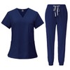 YIJU Female Scrub Set Nurse Workwear V Neckline Professional Machine