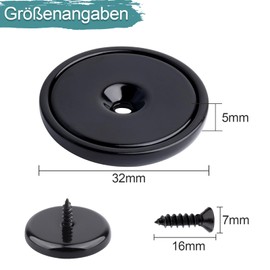 FPMYB Pack of 4 Magnets Strong 32 x 7 mm Black Neodymium Magnets Extra Strong 45 kg Force with Hole and Capsule Magnets Strong for Kitchens, Bathrooms, Offices, Warehouses