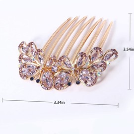 KuuGuu 3 PCS Butterfly Rhinestone Hair Comb,Flower Floral Hair Combs Bridal Wedding Hair Pin Crystal Rhinestones Hairpin Women Hair Side Combs Hair Accessories for Women
