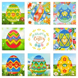 MEDOYOH 8PCS DIY Diamond Painting Greeting Card with Envelopes, Diamond Painting Blank Art Cards for Birthday Mother's Day Christmas Anniversary Thanksgiving, Easter 20