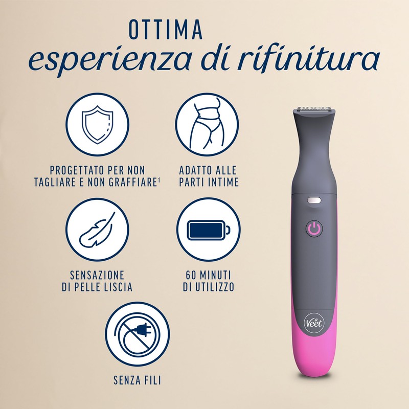 Veet Expert All-In-One Trimmer, Rasoio elettrico donna, Viso e parti