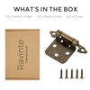 Ravinte Antique Bronze Cabinet Hinges, 1/2 Inch Overlay, 50 Pack