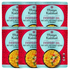 Maya Kaimal - Organic Indian Everyday Dal - Red Lentil 10oz - Fully Cooked with Butternut Squash and Coconut - Vegan - Microwavable - Ready to Eat Meals- Pack of 12
