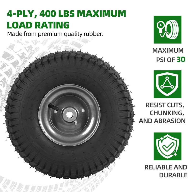 AR-PRO (2-Pack) Replacement 15 x 6.00-6 Tire and Wheel Assemblies