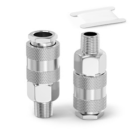 ERGAOBOY 2 Pcs 3/8" BSP Male Air Hose Fittings, Flow Quick Connect Industrial Air Coupler and Plug Kit Couplings Connector, Pneumatic Compressor Hose Fittings Kit for Auto Shop