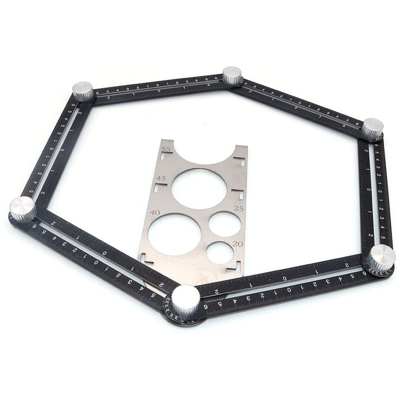 NUZAMAS Aluminum Alloy Multi-Angle Ruler, Angle Luiser Instant Template, Metal