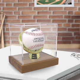 Gold Glove Baseball Display Case Holder by Display Zone – Clear Homerun Cube Keepsake Box for Signed, Autograph, and Game Balls