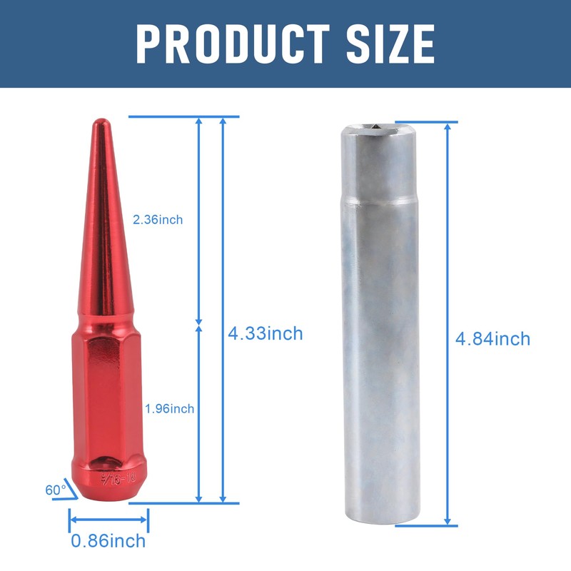 JDMSPEED New Red 32 Pc Set Spike Lug Nuts 9/16"