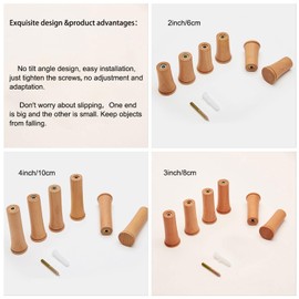 HomeDo Wall Hooks Rack, Wooden Coat Hooks Wall Mounted, Entryway Hat Rack, Decorative Hooks Single Organizer Wall Hanger Hat Hook Towel Rack, Heavy Duty Hooks (Beech Wood-3inch,6Pack)