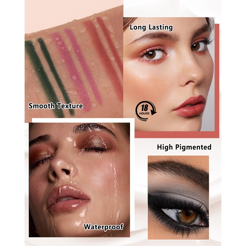 Matte Eyeliner Pencil, Blue & Green Eyeshadow Eye Liner Pencil,