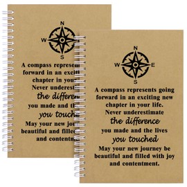 JOHSBYD Retirement Gift for Woman Man,A5 Spiral Notebook 100 Pages,2 Pcs,Coworker Leaving Gifts Farewell Going Away Goodbye Gifts Inspirational Gifts for Friend Employee Coworkers Boss (a compass)