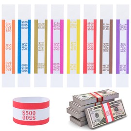 400 PCS Money Bands for Cash, Self Sealing Currency Straps Wrappers for Bills, Money Wraps Bundles Band Pack, 8 Assorted Colors (50pcs of Each Color)