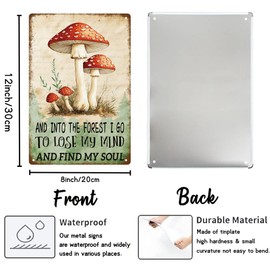 WEBEEDY Mushroom Vintage Signs Metal Tin Sign with Noticeable Words, Retro Mushroom Kitchen Signs Wall Hanging Wall Art Decoration for Garden Bathroom Bar Pub Garage Gift, 20x30cm/7.87x11.81''