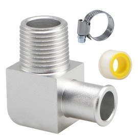 FUSCH 90°Short Bend Heater Hose Connector, 6061 Aluminium Alloy Heater Hose Fitting, 90 Degree Car Heater Hose Adapeter, 1/2in NPT to 5/8in Hose Barb for 1/2in NPT Pumps or Intake Manifolds