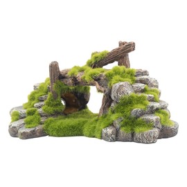 AIMALL 1 Resin Moss Bridge Aquarium Decoration for Fish and Turtle Tank Landscaping Rockery Stone Hideout Cave