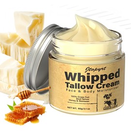 Crema de Cebo de Res con Balsamo de MielSebo de Res Sebo de Res para La Cara - Crema Facial con Acabado de Pasto de Animales Alimentados con Pasto... 