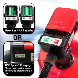 PUMPTOR Fuel Transfer Pump - Electric Gas Pump For Gas Can With Automatic Stop Nozzle - Battery Operated or USB Charging - 4 Adapters for Most Gas Can Jug Tank