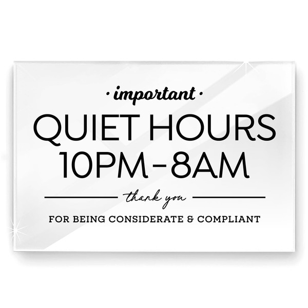 4x6 Inches, Quiet Hours Designer Sign ~ Ready to Stick