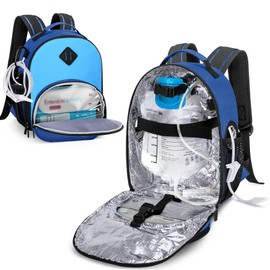 LUXJA Feeding Tube Backpack for G Tube, J Tube and GJ Tube, Feeding Pump Backpack Fits 500ml Feeding Bag and Enteral Feeding Pump (Compatible with EnteraLite Infinity and Kangaroo Joey), Blue