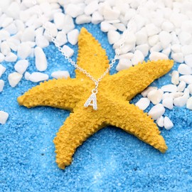 bifriend S925 Silver A-Z 26 Initial Crystal Pendant Chain Choker Necklace For Women Lady Girl (A)