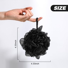 Pack of 4 Shower Puff Bath Sponge - Extra Soft Shower Loofah for Scrubbing & Exfoliating | Black Shower Sponge - Comfortable Body Puff| Soft Body loofah Sponge for Men Women & Babies
