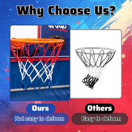 XLIUAX 6 Pieces Basketball Replacement Net, Professional Basketball Net Basketball Hoop for 8 Loops, Small Basketball Hoop Net for Basketball Hoop, School Playgrounds, Outdoors, Indoor Sports