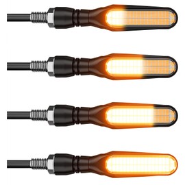 Alopee 4-Pack Sequential LED Motorcycle Turn Signals 12V Flowing IP67 Waterproof Front and Rear Directional Lights High Visibility Universal Fit for Honda Yamaha American Cruiser Adventure Tourer