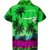 KING KAMEHA Funky Hawaiian Shirt, Shortsleeve, Beach, Green, S