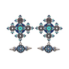 Stylish Brass Silver Oxidized hoop Ethnic Indian Fashion Boho Jhumka Dangle Earrings Jewellery