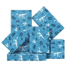Geology Anthropology Tyrannosaurus Rex Dinosaur Fossil Bones Sketches On Blue Wrapping Paper 4 Sheets 50x70cm Per Sheet For Kids Geologists Jurassic Period Lover Gift Wrap