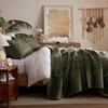 LEAONME Velvet Quilt Set Full/Queen Size 90''x98'', Lightweight Olive Green