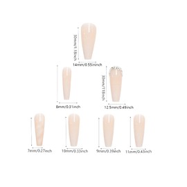 24 Pcs Pink False Nail Tip,Diamond False Nail Tip with Nail Glue Stickers for Fingernails Extension Tool for Women