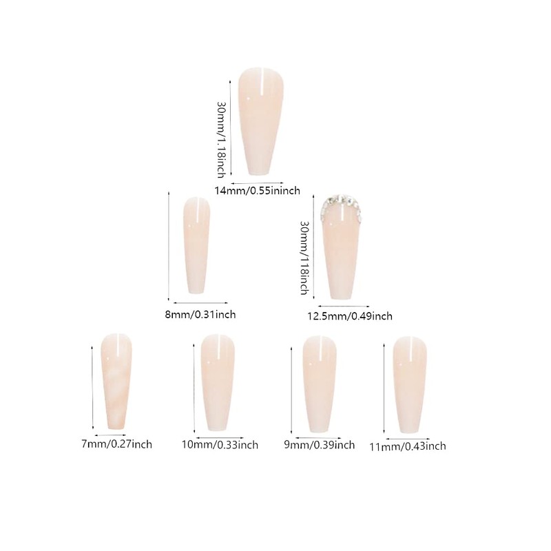 24 Pcs Pink False Nail Tip,Diamond False Nail Tip with