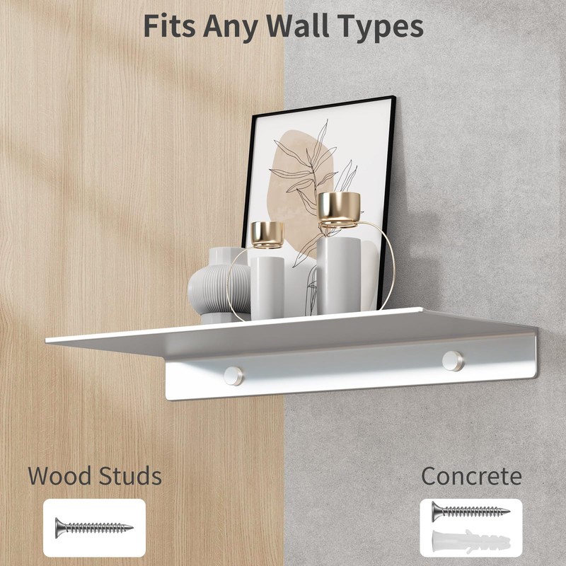 Danpoo Adhesive Floating Shelves for Wall Storage, Metal Wall Shelves,