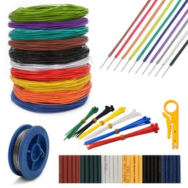 UL1007-28AWG Electronics Wire Tinned Copper Multi Strand Electronic Equipment Electrical Wiring Kit Including Tinned Wire and Heat Shrink Tubing <16.5ft X10 Colors>