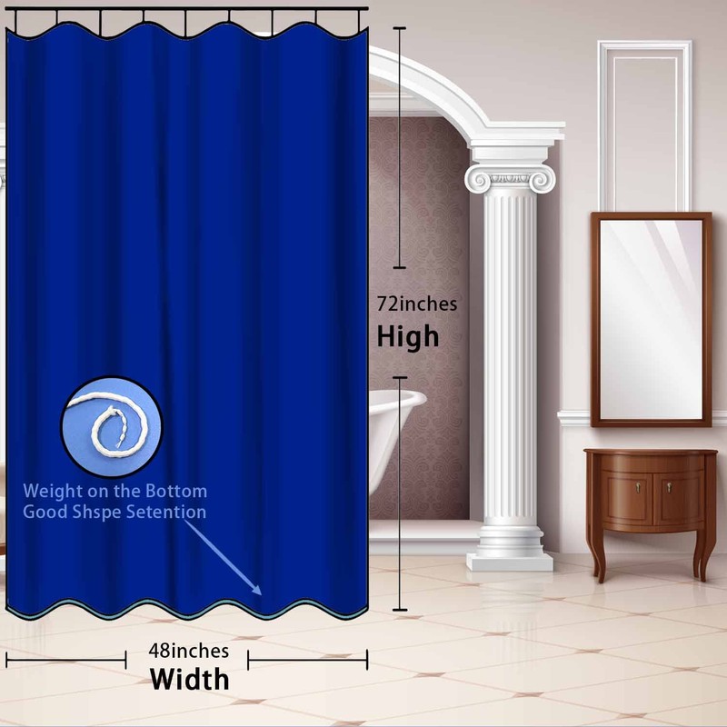 NTETSN Royal Blue Fabric Luxury Shower Curtain, Classic Solid Color