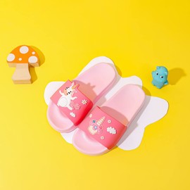 MEMON Toddler Little Kids Dinosaur Beach/Pool/Shower Slides/Anti-Skid Home Bath Slippers/Cute Summer Outdoor Shoes for Girls and Boys(ME2202-pnk-16) Pink5