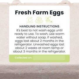Havongki 100 Pack Premium Fresh Farm Eggs Handling Instructions Stickers Labels Care Accessories | Egg Blank Cartons 4 6 12 15 18 30 48 50 Count Basket Box Container Storing Extra Organizer -M08SS100