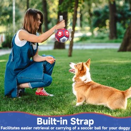 Dog Toys Soccer Ball with Straps,Interactive Dog Balls for Tug of War, Yard Games, Dog Waterpool Toy, Herding Ball for Small Dogs, Pet Birthday Gifts Boredom Buster (5inch)