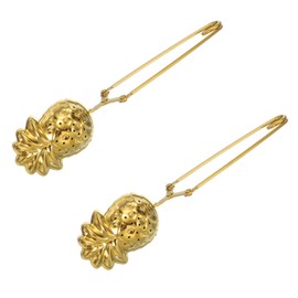 uxcell 2 Pcs Tea Infuser, Stainless Steel Loose Leaf Tea Infuser Filter for Cup and Teapot, Long Handle Tea Steeper Strainers for Tearoom Office Home, Pineapple shaped, Gold