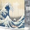 Xiaoterna Traditional Japanese Painting Shower Curtain Japanese Ocean Waves Bathroom
