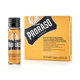 Proraso Hot Oil Treatment for Beards - Beard Oil for Dry Hair - Conditions and Repairs Damaged Facial Hair - Four 0.6oz Treatments