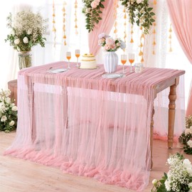 10 Yards Tulle Fabric Blush Pink Pearl Beaded Tulle Fabric for Baby Shower Sewing DIY Craft Birthday Party Home Tablecloth Decorations