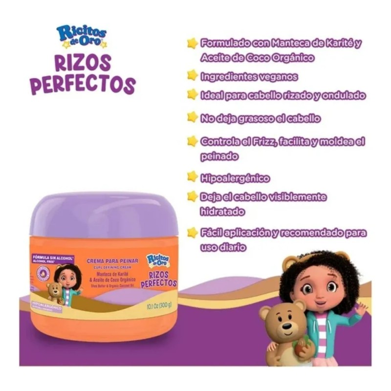 Set Rizos Perfectos Ricitos De Oro Crema Peinar+desenredante