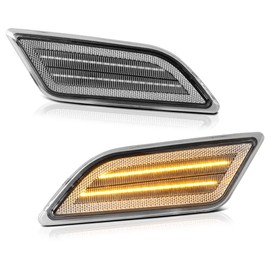 VIPMOTOZ Front Amber Full LED Side Marker Lights Lamps Compatible With W204 Benz 2012-2014 C Class C250 C300 C350 Clear Lens Chrome Housing Driver & Passenger Side Pair Set