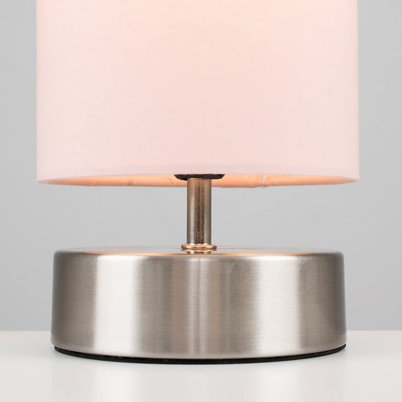MiniSun Modern Chrome Touch Dimmer Bedside Table Lamp with Pink